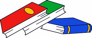 Three books stacked graphic