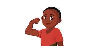 a strong black boy flexing