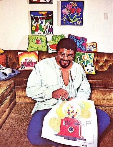Rosey Grier embroidering